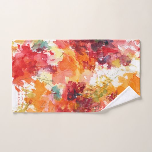 Blume Aquarellmalerei Roter orangefarbener Fall Handtuch (Handtuch)