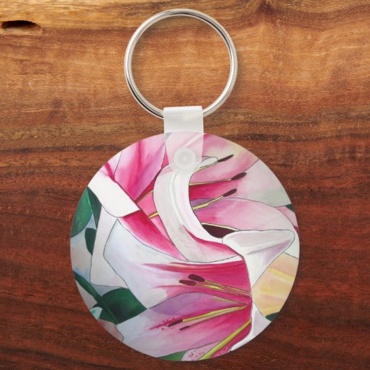 Blume Aquarellmalerei Schlüsselanhänger (Vorderseite)