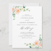 Blume Aquarellpfirsich Einladung (Vorderseite)