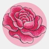 Blume Aquarellrosa Runder Aufkleber (Vorderseite)