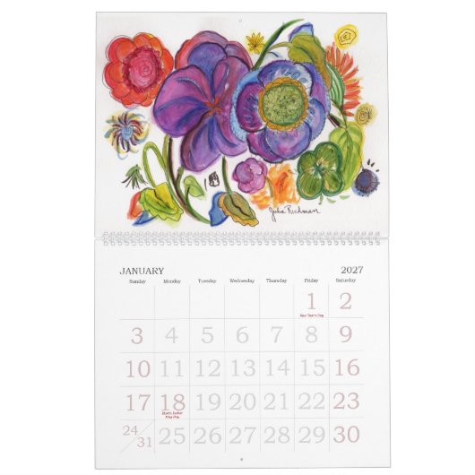 Blume arbeitet Kalender im Garten (Jan 2027)