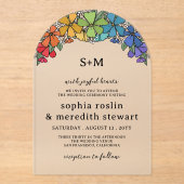 Blume Arch Monogram LGBT Wedding Acryleinladungen (Vorderseite)