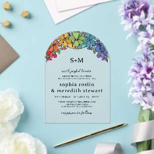 Blume Arch Monogram LGBT Wedding Acryleinladungen