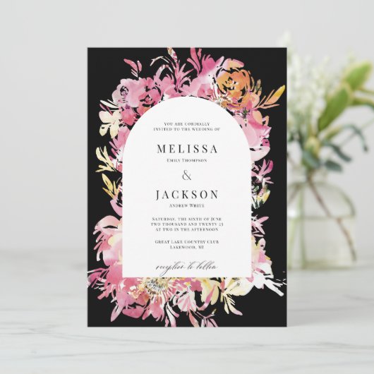Blume Arch Wedding Einladung (Stehend Vorderseite)