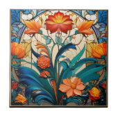 Blume Art Deco Design Keramik Tile Fliese (Vorderseite)