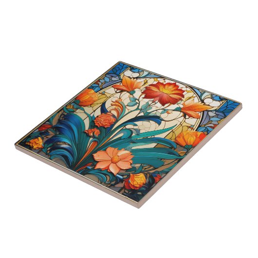 Blume Art Deco Design Keramik Tile Fliese (Seite)