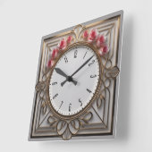 Blume Art Deco Quadratische Wanduhr (Winkel)