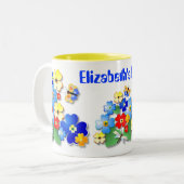 Blume Art Deco Zweifarbige Tasse (Vorderseite Links)