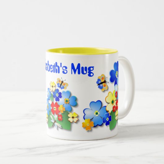 Blume Art Deco Zweifarbige Tasse (VorderseiteRechts)