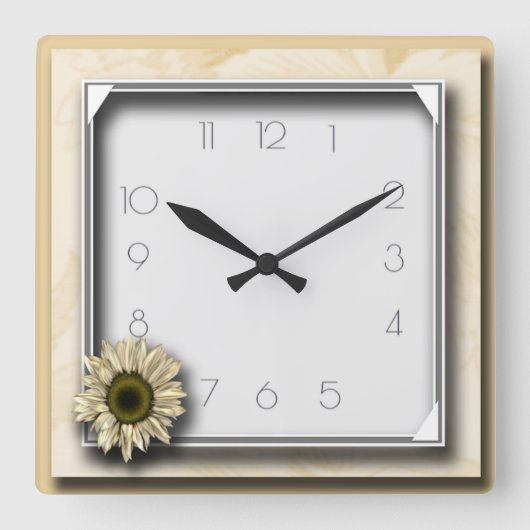 Blume Art Deko Quadratische Wanduhr (Vorderseite)