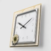 Blume Art Deko Quadratische Wanduhr (Winkel)