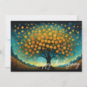 Blume Art Fall Tree Erntedank Card Feiertagskarte
