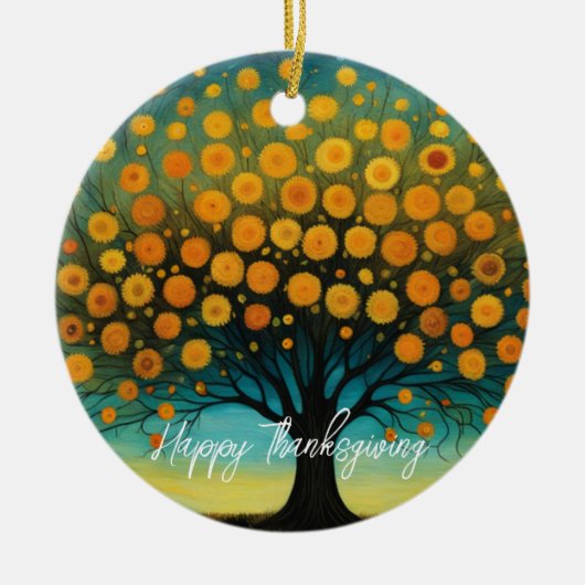 Blume Art Fall Tree Erntedank Card Keramik Ornament (Vorne)