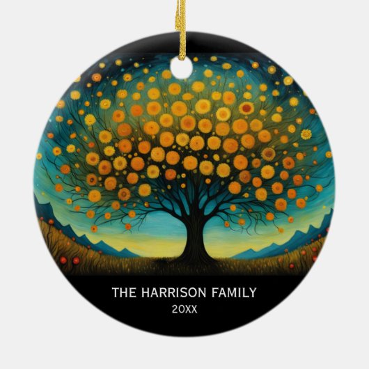 Blume Art Fall Tree Erntedank Card Keramik Ornament (Hinten)