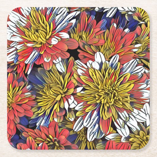 Blume Art Rechteckiger Pappuntersetzer (Vorderseite)