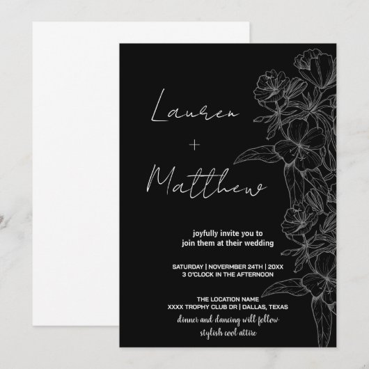 Blume Art Wedding Einladung (Vorne/Hinten)