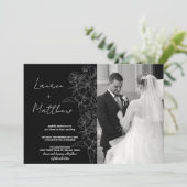 Blume Art Wedding Einladungen mit Foto (Stehend Vorderseite)