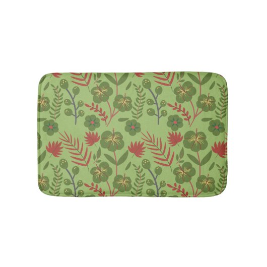 Blume, Ast, Blatt, nahtlos, grün, blumenreich Badematte (Vorderseite)