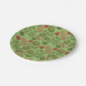 Blume, Ast, Blatt, nahtlos, grün, blumenreich Pappteller (Schrägansicht)