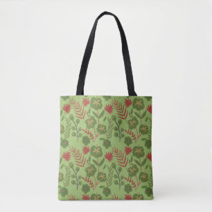 Blume, Ast, Blatt, nahtlos, grün, blumenreich Tasche
