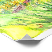 Blume Auenbäume Aquarellmalerei Poster (Ecke)