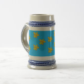 Blume auf blau gestrichen bierglas (Vorderseite Links)