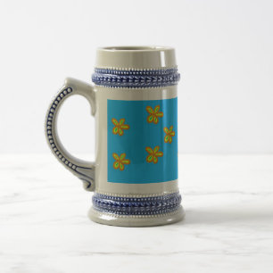 Blume auf blau gestrichen bierglas
