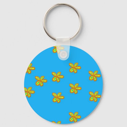Blume auf blau gestrichen schlüsselanhänger (Vorderseite)