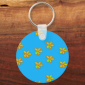 Blume auf blau gestrichen schlüsselanhänger (Vorderseite)