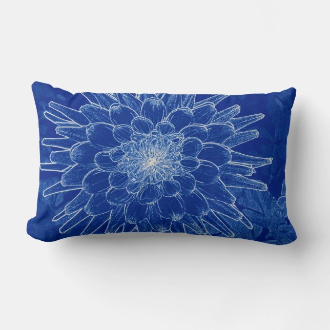 Blume auf blau lendenkissen (Vorderseite)