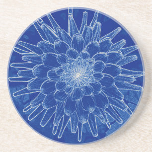 Blume auf blau sandstein untersetzer