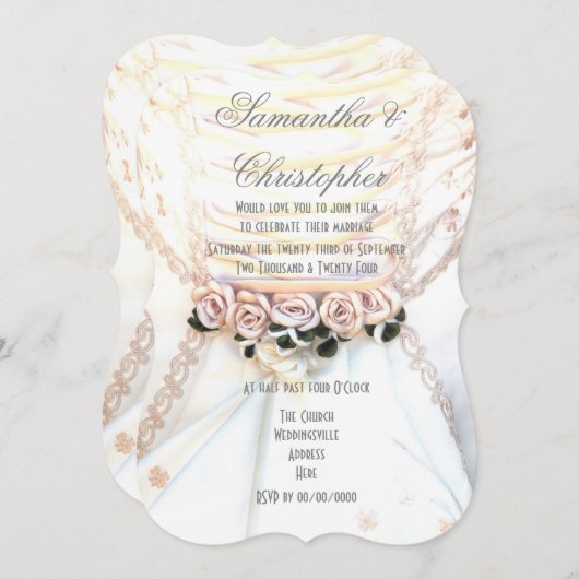 Blume auf Brautkleider Hochzeit Einladung (Vorne/Hinten)