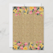 Blume auf Burlap-Hochzeitsreise Einladung (Rückseite)
