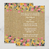 Blume auf Burlap-Hochzeitsreise Einladung (Vorne/Hinten)