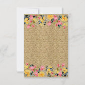 Blume auf Burlap-Hochzeitsreise-UAWG Einladung (Rückseite)