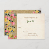 Blume auf Burlap-Hochzeitsreise-UAWG Einladung (Vorne/Hinten)