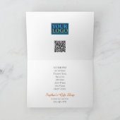 Blume auf Creme, Ihr Logo, QR-Code, Bus. Name Dankeskarte (Innenseite)