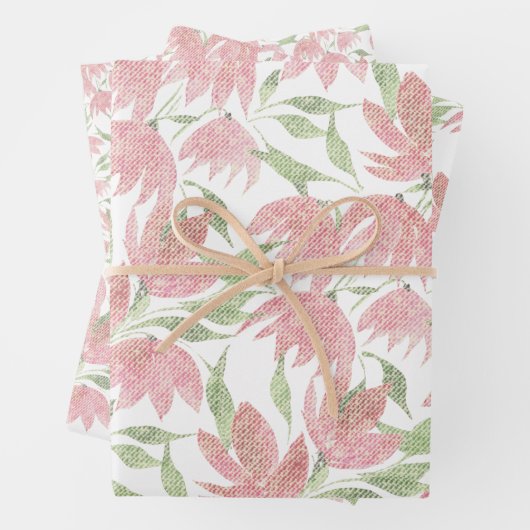 Blume auf dem Feld sind in rosa gestrichen Geschenkpapier Set (Beispiel)