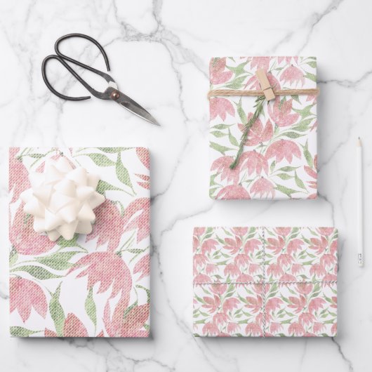 Blume auf dem Feld sind in rosa gestrichen Geschenkpapier Set (Vorderseite)