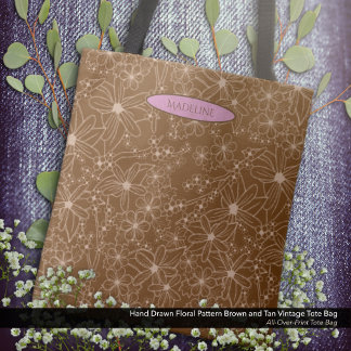 Blume auf dem Land bringen braune Muster rustikal Tasche