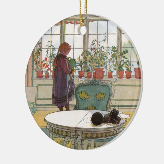 Blume auf dem Windows von einer Zuhause Carl Larss Keramik Ornament (Links)