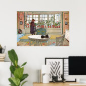 Blume auf dem Windows von einer Zuhause Carl Larss Poster (Heimbüro)