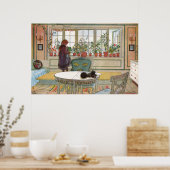 Blume auf dem Windows von einer Zuhause Carl Larss Poster (Küche)