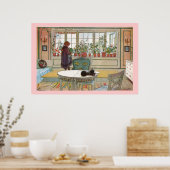 Blume auf der Fensterbank Larsson Canvas Print Poster (Küche)