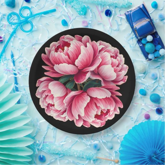 Blume auf der schwarzen Papierplatte Pappteller (Party)