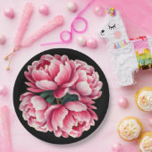 Blume auf der schwarzen Papierplatte Pappteller (Party)