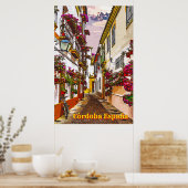 Blume auf der Straße. Córdoba, Andalusien, Spanien Poster (Küche)