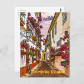 Blume auf der Straße. Córdoba, Andalusien, Spanien Postkarte (Vorne/Hinten)