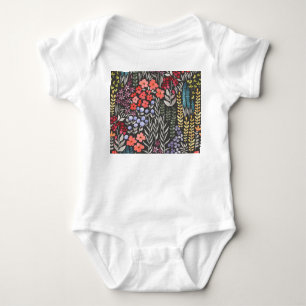 Blume auf der Weide: Aquarellblume nahtlos Baby Strampler