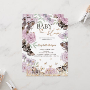 Blume auf der Wiese Schmetterlinge im Baby Einladung